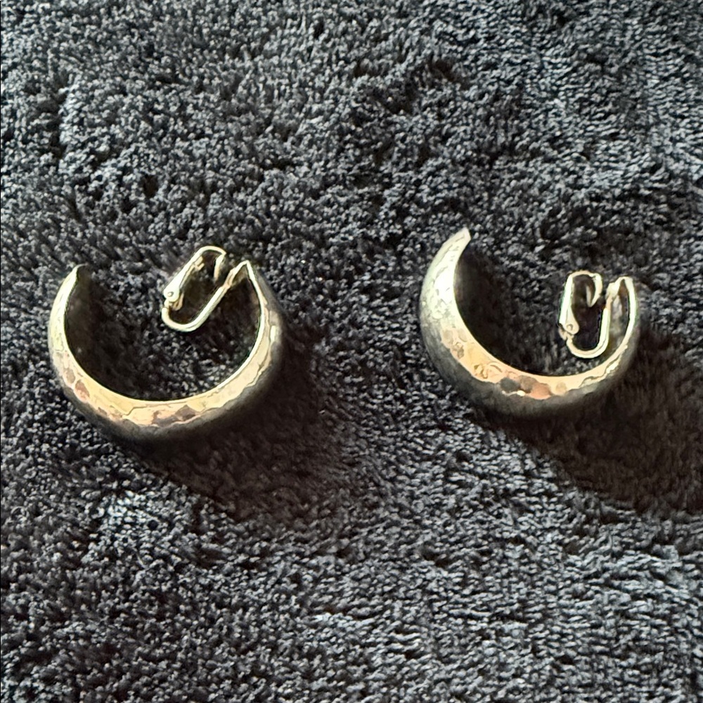 Silver Hammered Hoop Earrings